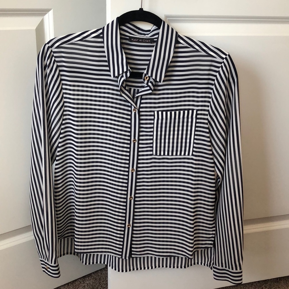 Navy Striped Blouse